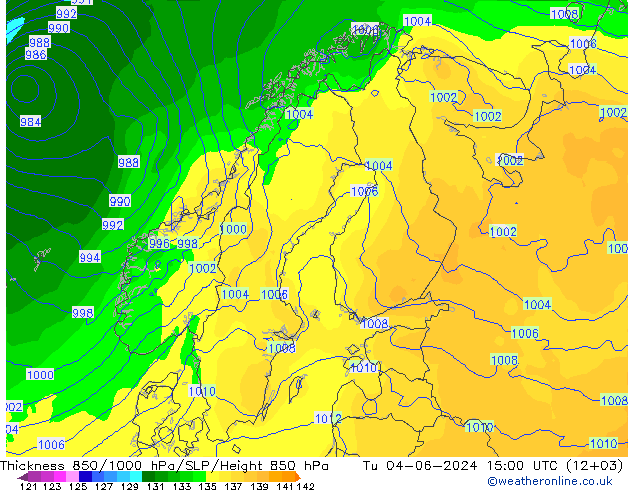 Schichtdicke 850-1000 hPa ECMWF Di 04.06.2024 15 UTC