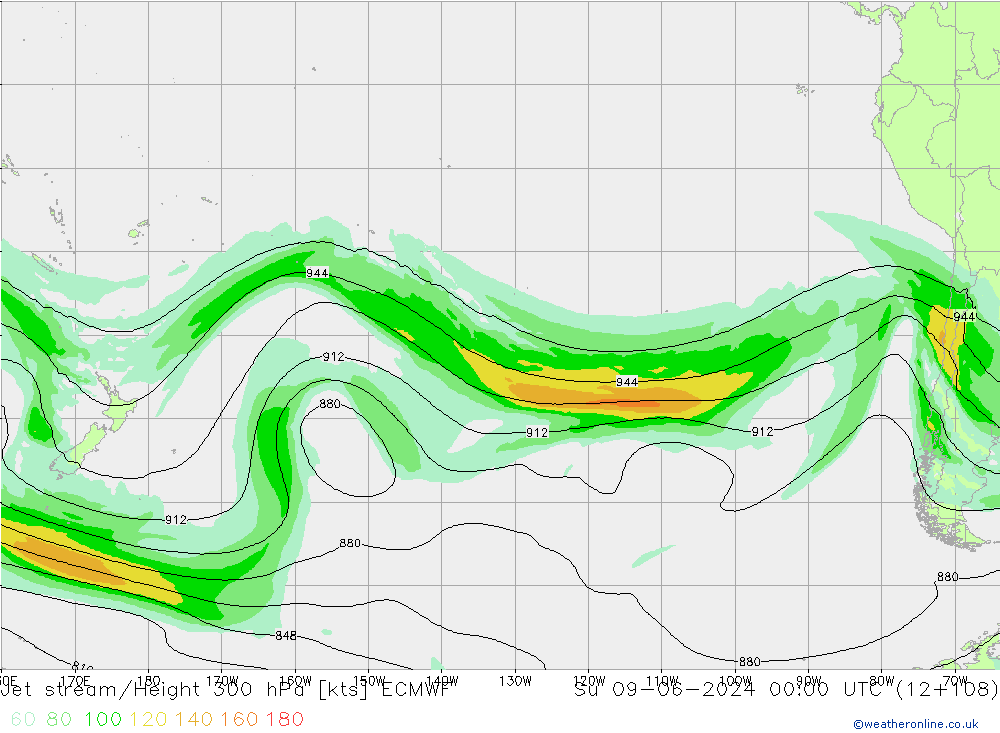 Jet stream/Height 300 hPa ECMWF Su 09.06.2024 00 UTC