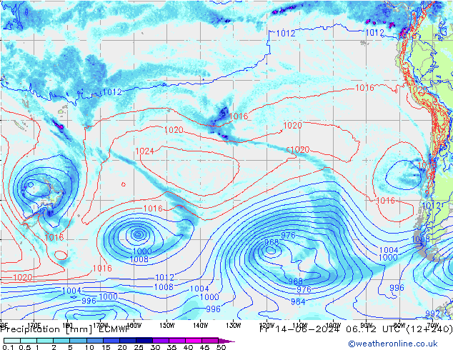 Neerslag ECMWF vr 14.06.2024 12 UTC