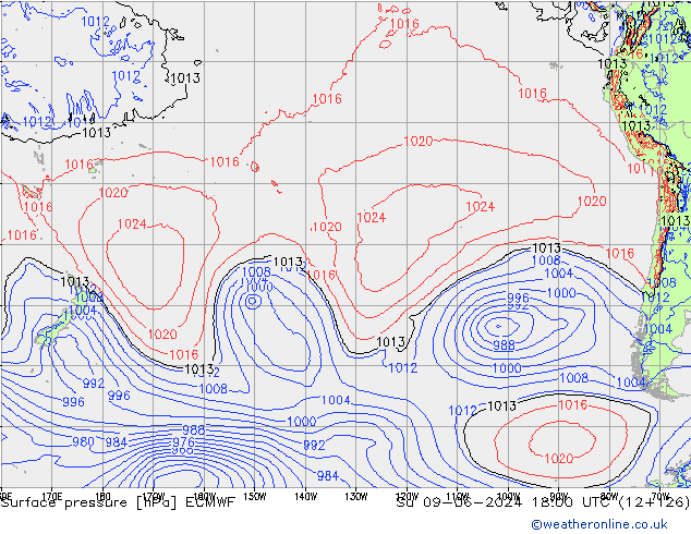 Surface pressure ECMWF Su 09.06.2024 18 UTC