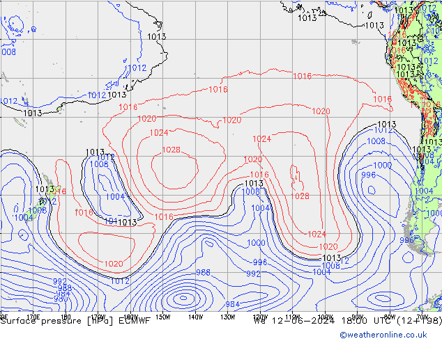 Pressione al suolo ECMWF mer 12.06.2024 18 UTC