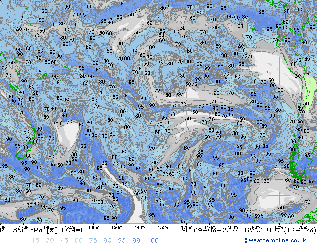 RH 850 hPa ECMWF Ne 09.06.2024 18 UTC