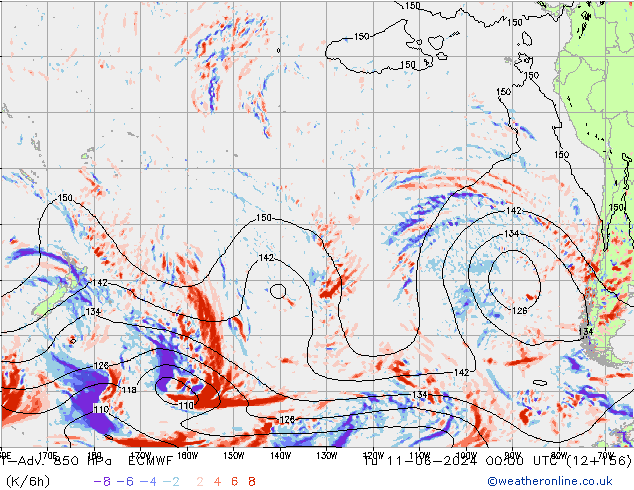 T-Adv. 850 hPa ECMWF Di 11.06.2024 00 UTC