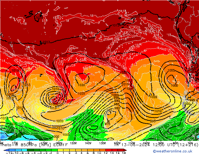 Theta-W 850hPa ECMWF Do 13.06.2024 12 UTC