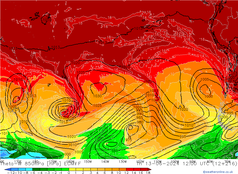 Theta-W 850hPa ECMWF Do 13.06.2024 12 UTC