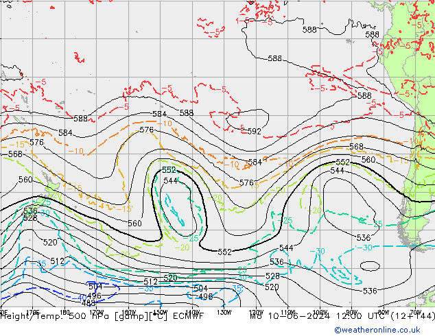 Z500/Rain (+SLP)/Z850 ECMWF lun 10.06.2024 12 UTC