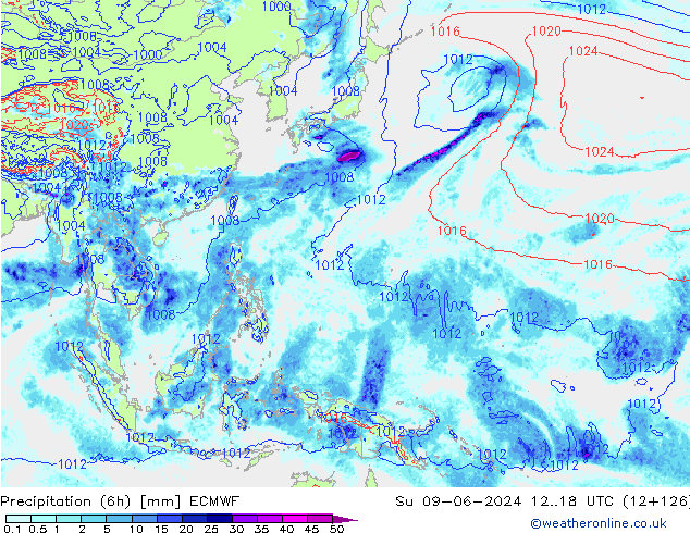 Z500/Rain (+SLP)/Z850 ECMWF So 09.06.2024 18 UTC