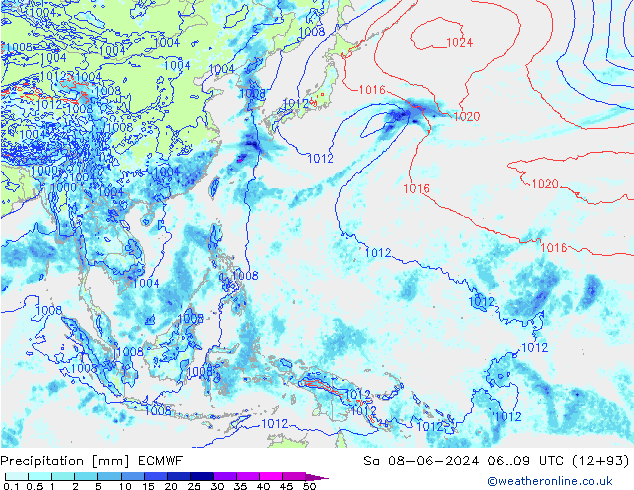 Precipitation ECMWF Sa 08.06.2024 09 UTC