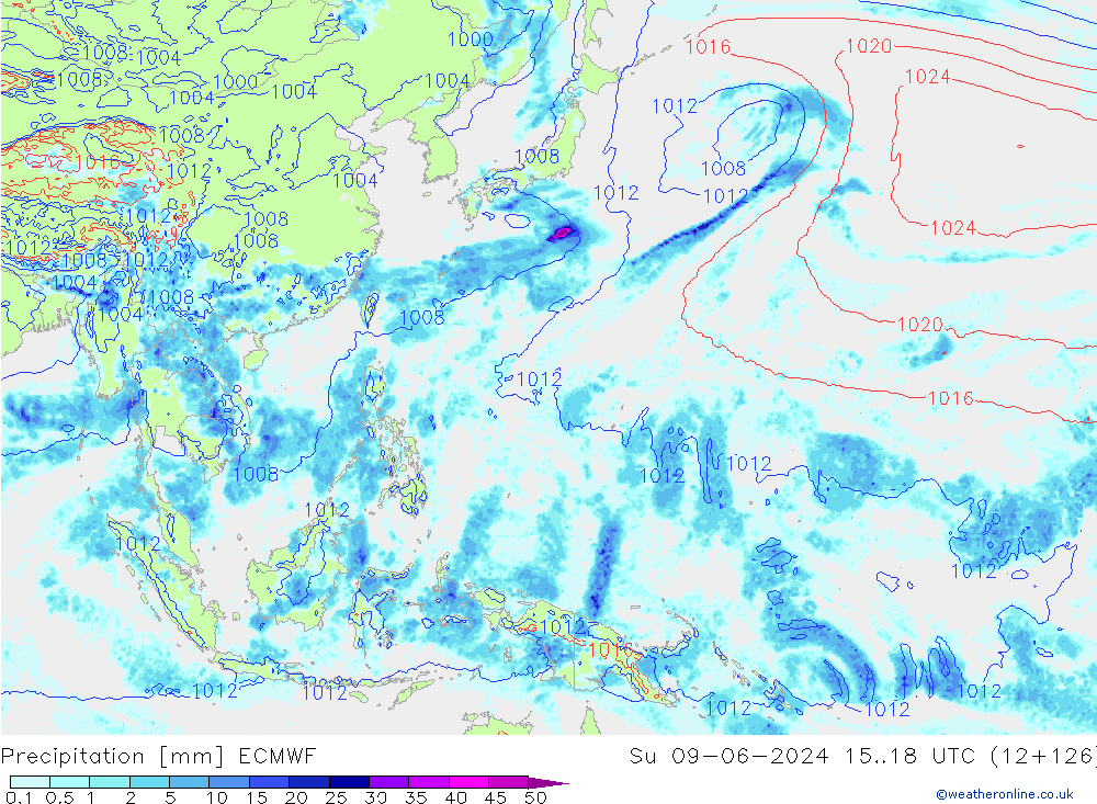 Precipitation ECMWF Su 09.06.2024 18 UTC