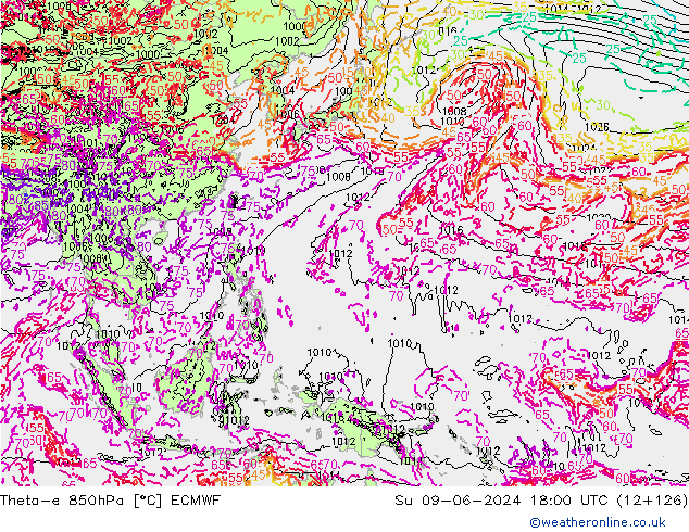 Theta-e 850hPa ECMWF  09.06.2024 18 UTC