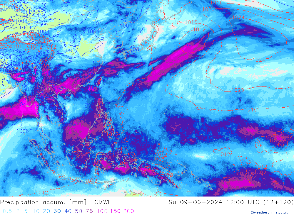 Precipitation accum. ECMWF  09.06.2024 12 UTC