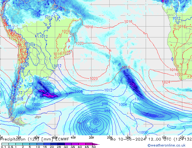 Precipitazione (12h) ECMWF lun 10.06.2024 00 UTC