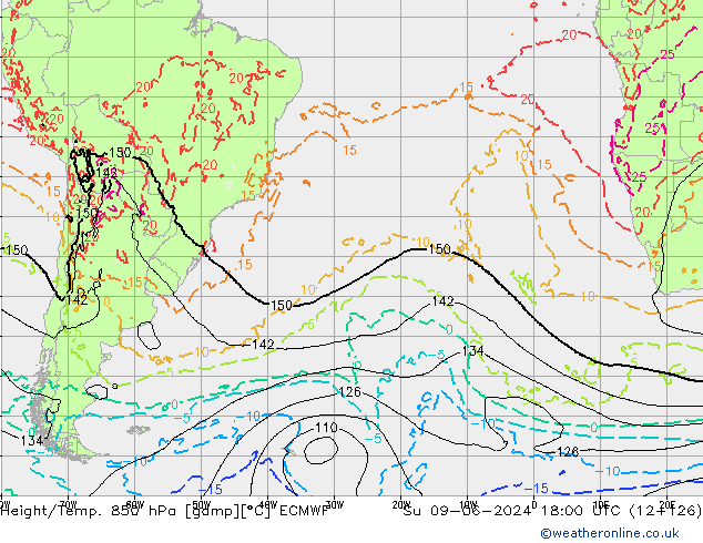 Height/Temp. 850 hPa ECMWF dom 09.06.2024 18 UTC