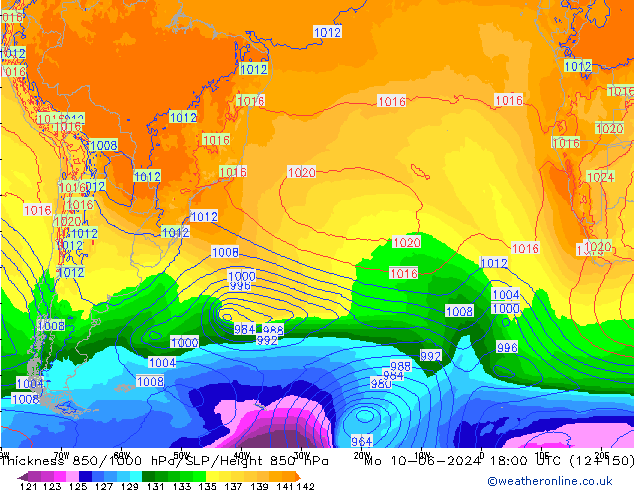 850-1000 hPa Kalınlığı ECMWF Pzt 10.06.2024 18 UTC