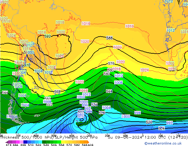 Thck 500-1000hPa ECMWF  09.06.2024 12 UTC