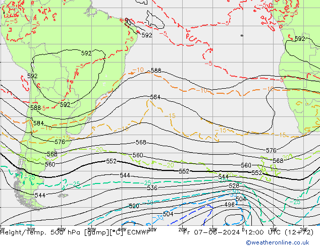 Z500/Rain (+SLP)/Z850 ECMWF  07.06.2024 12 UTC