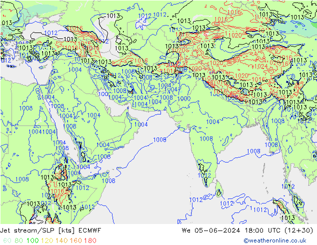 Corrente a getto ECMWF mer 05.06.2024 18 UTC