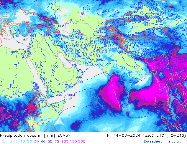 Toplam Yağış ECMWF Cu 14.06.2024 12 UTC