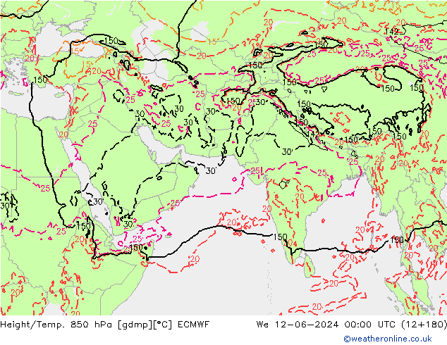 Z500/Rain (+SLP)/Z850 ECMWF St 12.06.2024 00 UTC