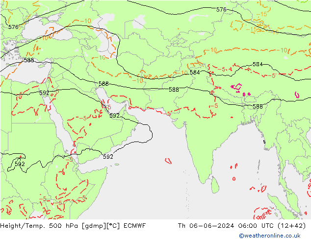 Yükseklik/Sıc. 500 hPa ECMWF Per 06.06.2024 06 UTC