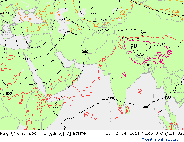 Height/Temp. 500 hPa ECMWF We 12.06.2024 12 UTC