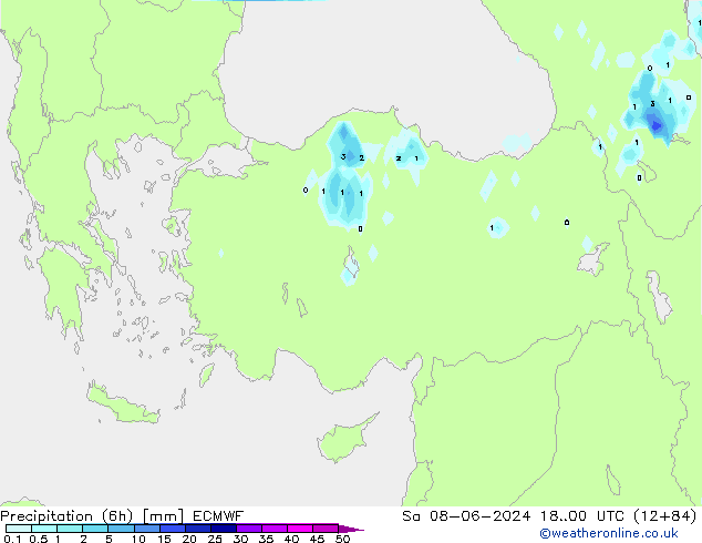 Z500/Rain (+SLP)/Z850 ECMWF sam 08.06.2024 00 UTC