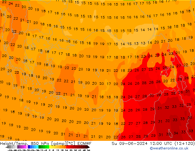 Z500/Rain (+SLP)/Z850 ECMWF  09.06.2024 12 UTC