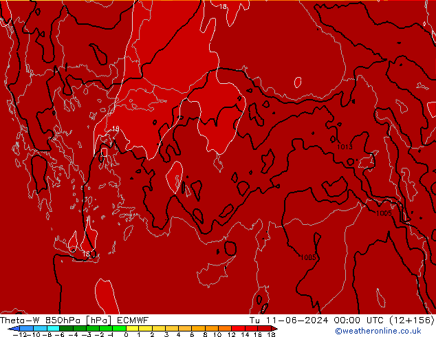 Theta-W 850hPa ECMWF Ter 11.06.2024 00 UTC