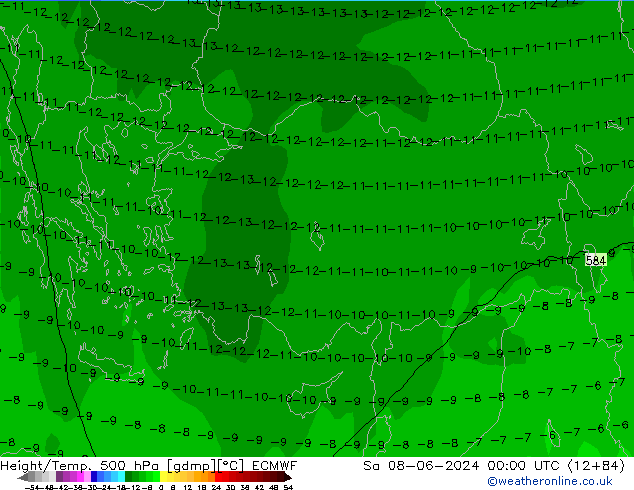 Z500/Rain (+SLP)/Z850 ECMWF sam 08.06.2024 00 UTC