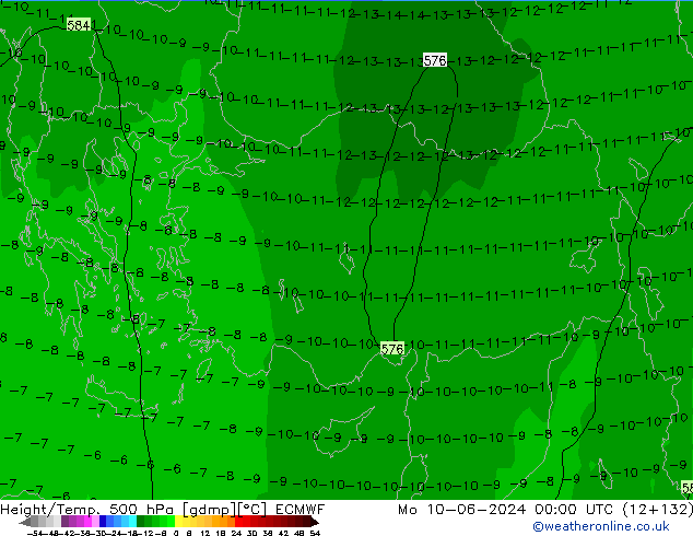 Z500/Rain (+SLP)/Z850 ECMWF Seg 10.06.2024 00 UTC