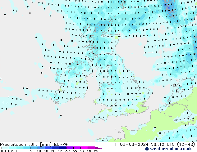 Z500/Rain (+SLP)/Z850 ECMWF jue 06.06.2024 12 UTC