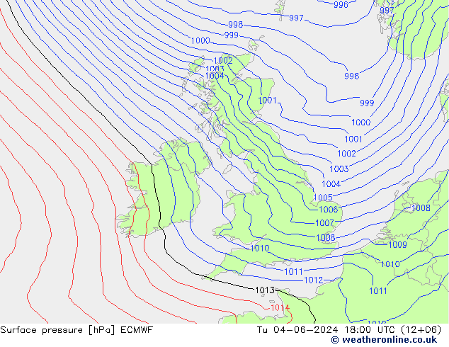 ciśnienie ECMWF wto. 04.06.2024 18 UTC