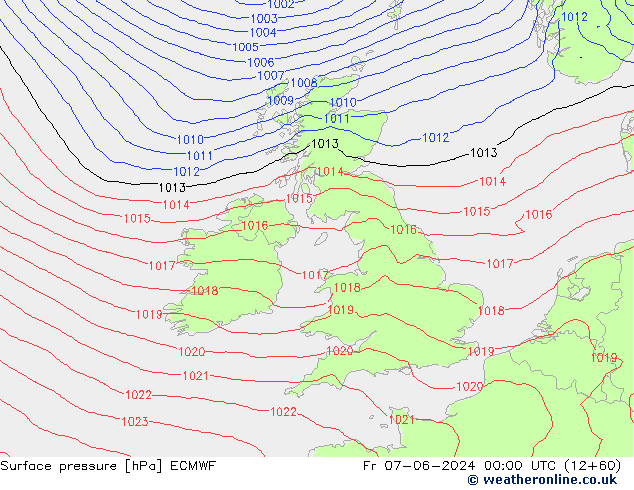 приземное давление ECMWF пт 07.06.2024 00 UTC