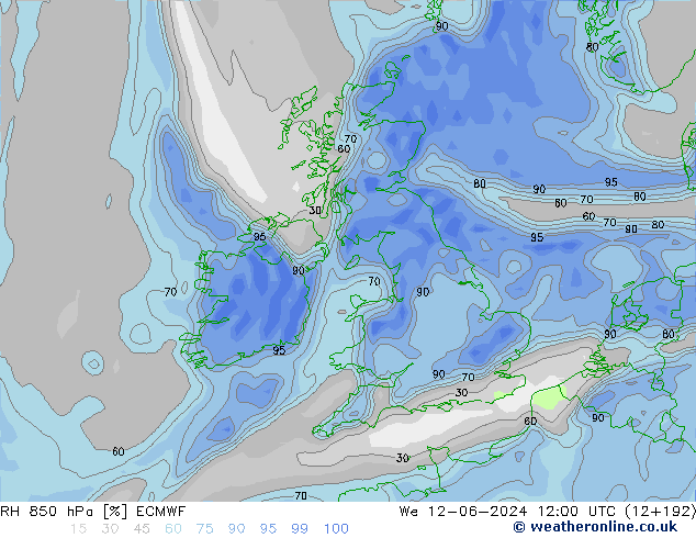 RH 850 hPa ECMWF  12.06.2024 12 UTC