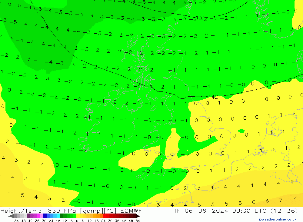 Height/Temp. 850 hPa ECMWF czw. 06.06.2024 00 UTC