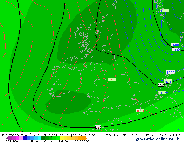 Schichtdicke 500-1000 hPa ECMWF Mo 10.06.2024 00 UTC