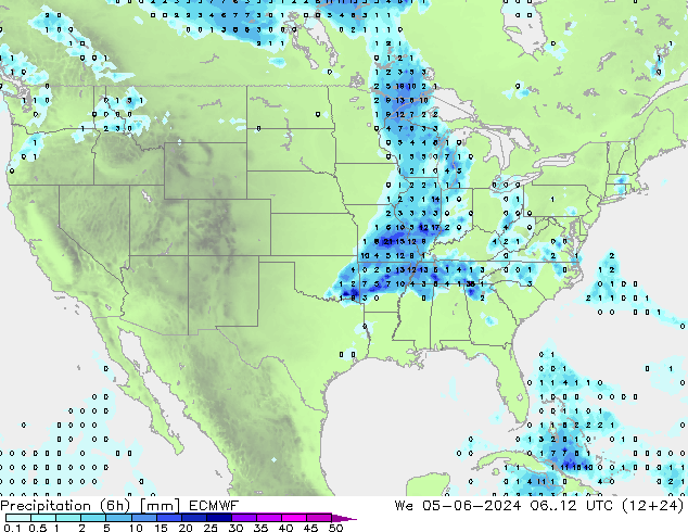 Z500/Rain (+SLP)/Z850 ECMWF Qua 05.06.2024 12 UTC