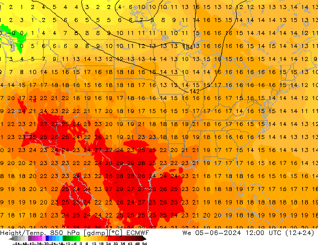 Z500/Rain (+SLP)/Z850 ECMWF We 05.06.2024 12 UTC