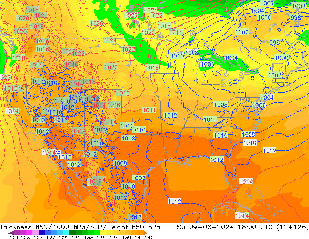 Thck 850-1000 hPa ECMWF Dom 09.06.2024 18 UTC