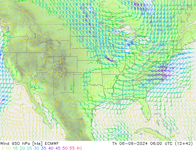 Wind 950 hPa ECMWF Th 06.06.2024 06 UTC