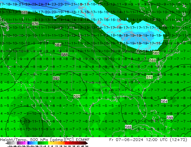 Z500/Rain (+SLP)/Z850 ECMWF Fr 07.06.2024 12 UTC