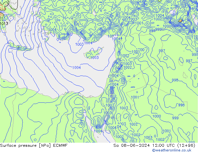 Pressione al suolo ECMWF sab 08.06.2024 12 UTC