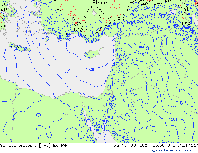 Surface pressure ECMWF We 12.06.2024 00 UTC