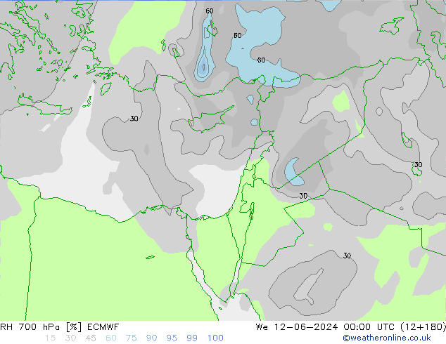 RH 700 hPa ECMWF We 12.06.2024 00 UTC