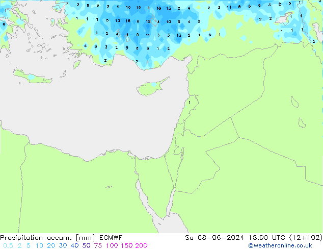 Toplam Yağış ECMWF Cts 08.06.2024 18 UTC