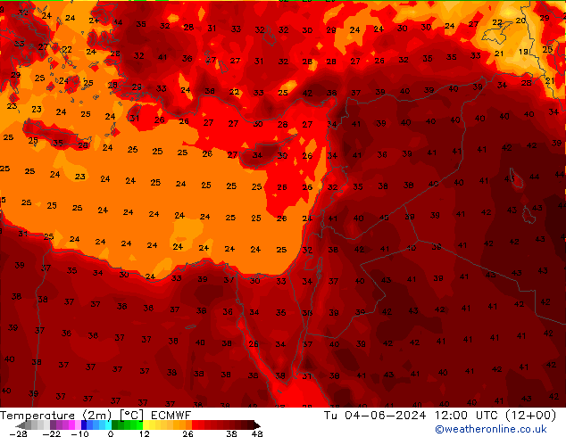 карта температуры ECMWF вт 04.06.2024 12 UTC