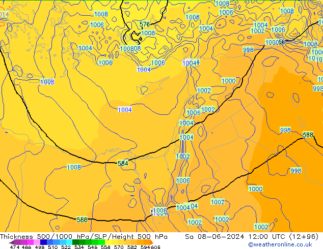 500-1000 hPa Kalınlığı ECMWF Cts 08.06.2024 12 UTC