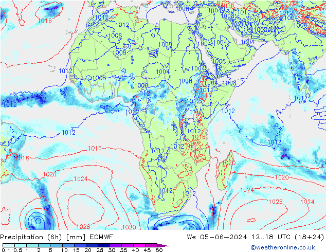 Z500/Rain (+SLP)/Z850 ECMWF Qua 05.06.2024 18 UTC