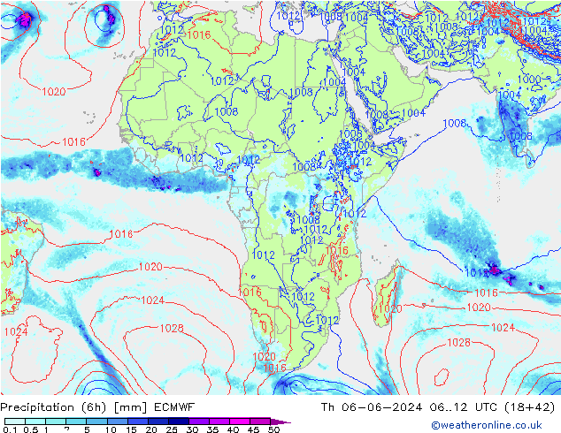 Z500/Rain (+SLP)/Z850 ECMWF jue 06.06.2024 12 UTC