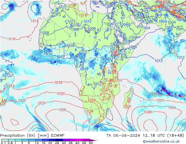 Z500/Rain (+SLP)/Z850 ECMWF jeu 06.06.2024 18 UTC